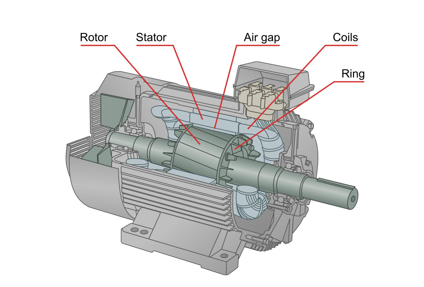 Figure 10.2: Components of an AC induction motor